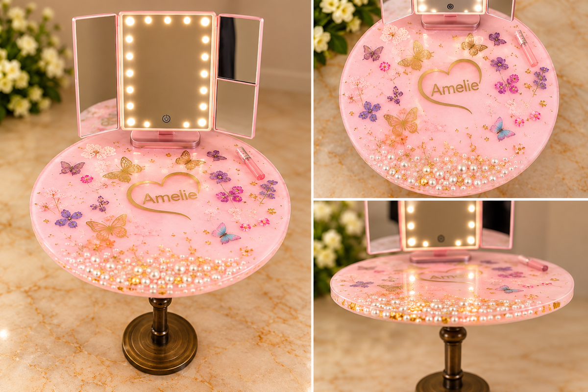 Blush Butterfly Vanity Table