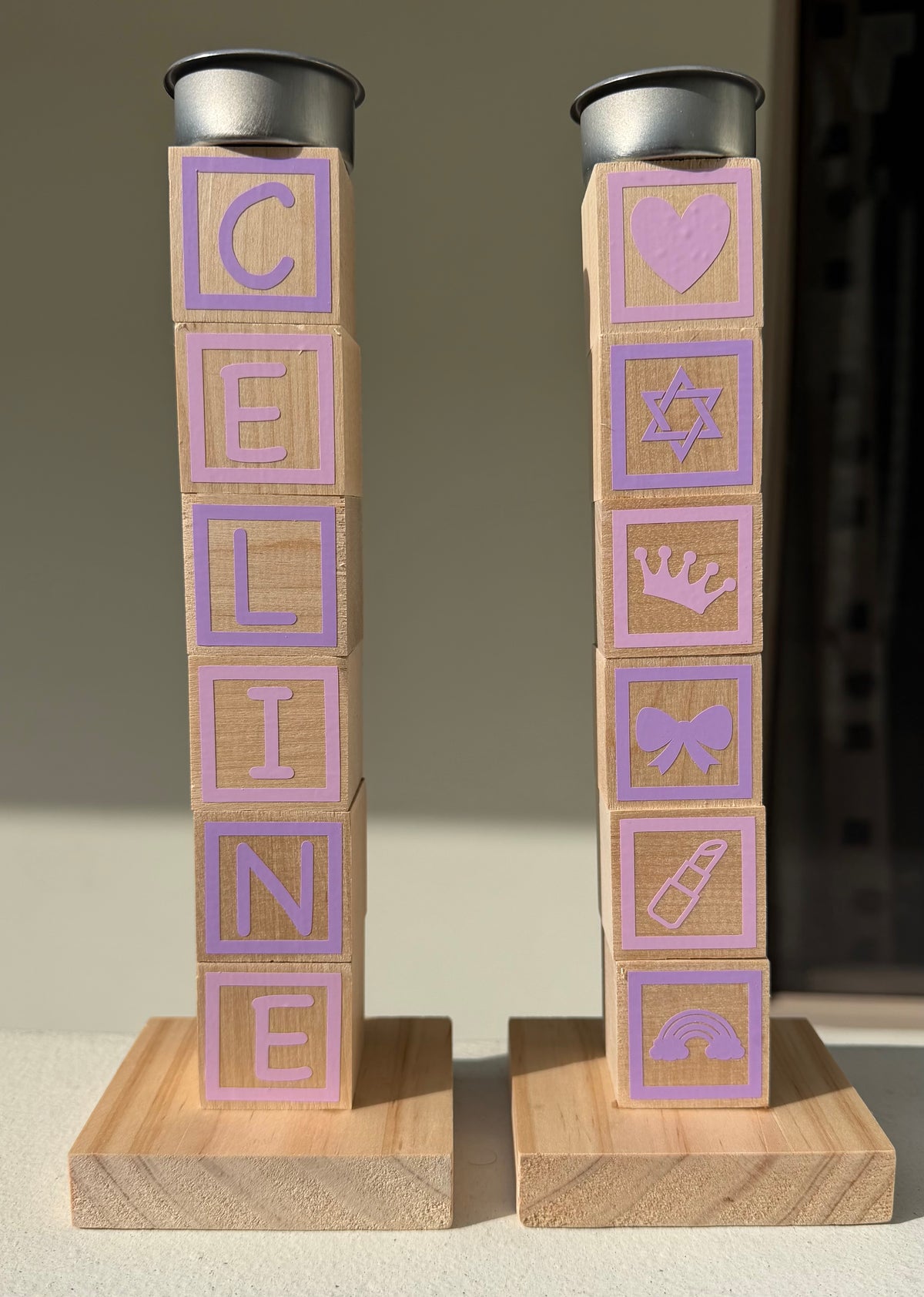 Personalized Shabbat Candle Holders