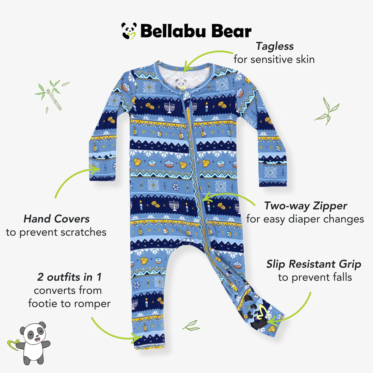 Hanukkah Fair Isle Bamboo Convertible Footie