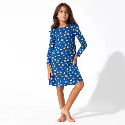 Hanukkah Cookies Bamboo Girls' Long Sleeve Dress