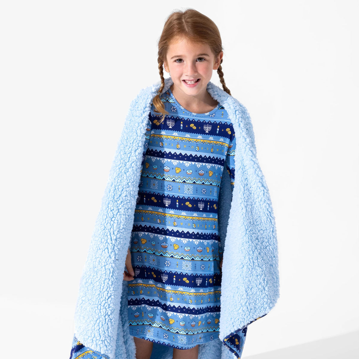 Hanukkah Fair Isle Bamboo Sherpa Blanket