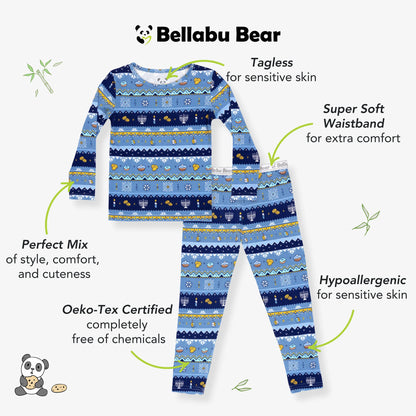 Hanukkah Fair Isle Bamboo Kids Pajamas